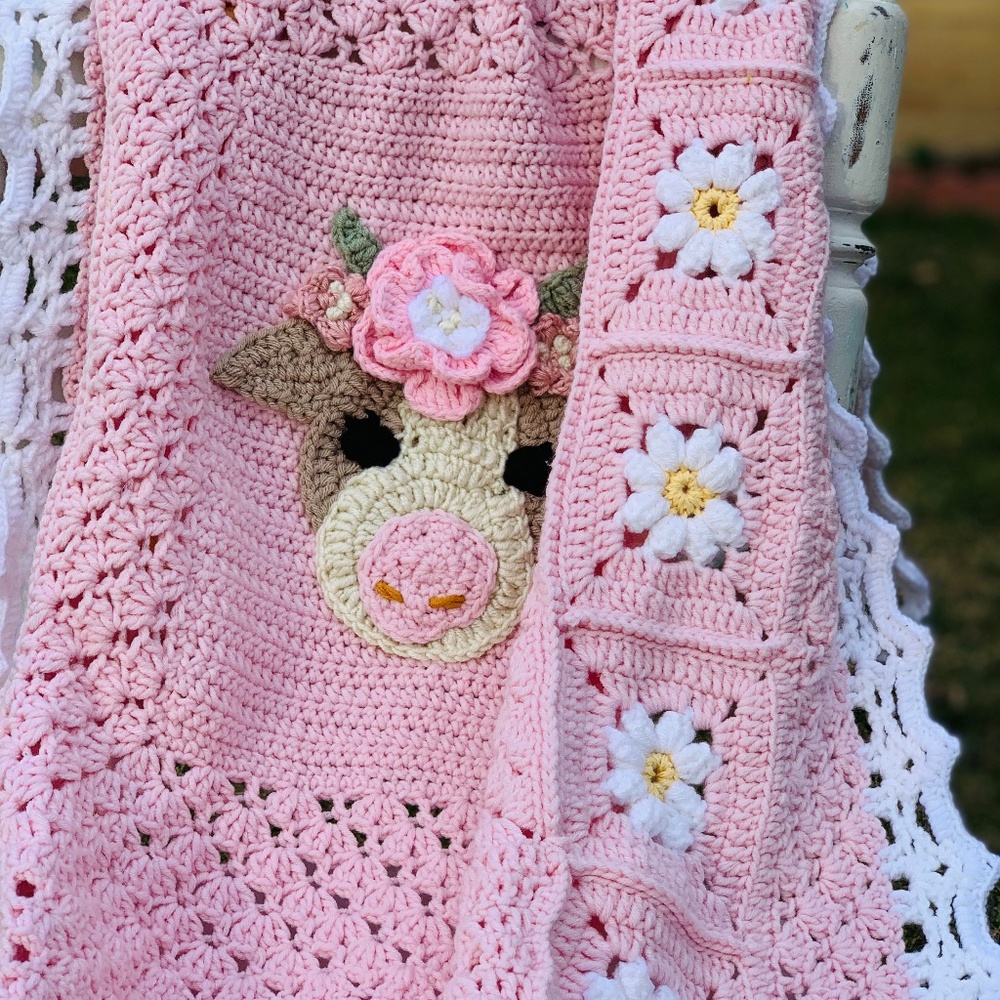 Clara the cow crochet blanket USA